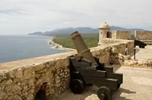 Fort Collection: Cuban coastline and the Castillo del Morro, a fortess at the entrance to the Bay of Santiago