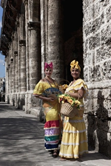 Multi Color Prints: Cuban women in old costume, Havana, Cuba, West Indies, Central America