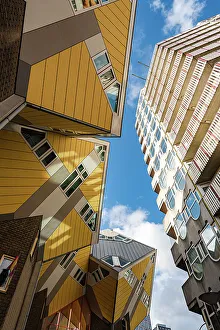 Public Spaces Prints: Cube houses, yellow cube shaped architecture