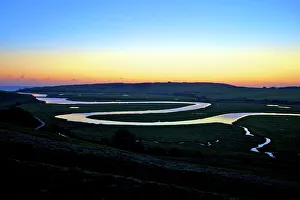 Stereotypical Prints: Cuckmere Haven at sunset, South Downs National Park
