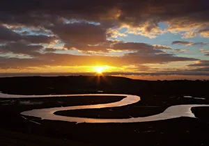 Glowing Prints: Cuckmere River meanders at sunset