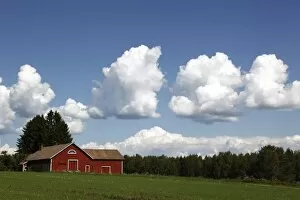 Cumulus clouds and countryside, Savonlinna, Savonia, Finland, Scandinavia, Europe