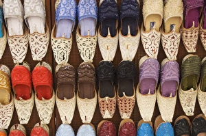 Good Prints: Curly toed slippers for sale in Bur Dubai Souk