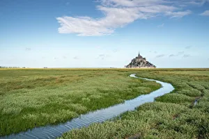 Forts Prints: Curves drawn by the tide, Mont-Saint-Michel, Normandy, France, Europe