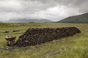Co Galway Prints: Cut peat stacked up for winter