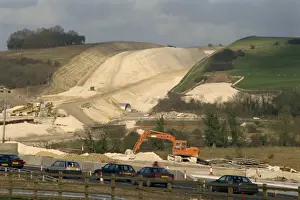 Motorway Prints: Cutting through chalk hill for the construction of a new section of the M3 Motorway