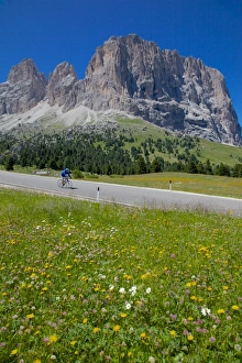 Fitness Prints: Cyclist and Sassolungo Group, Sella Pass
