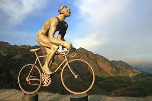 Bronze Prints: Cyclist sculpture at summit of Col Du Tourmalet, Pyrenees, France