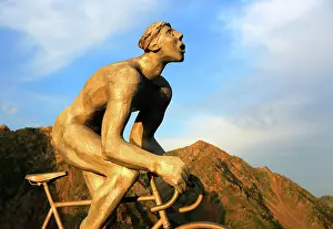 Rider Prints: Cyclist sculpture at summit of Col Du Tourmalet, Pyrenees, France