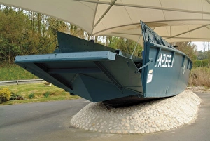 Battle Prints: D-Day landing craft, Omaha Beach Museum, Normandy, France, Europe