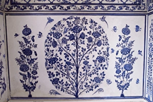 Floral Design Prints: Detail of dado painting in dining area with exquisite