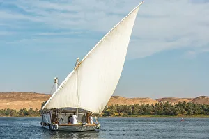 Boat Trip Prints: Dahabeah under sail, passenger river boat of the Lazuli fleet