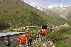Deities Prints: Daily religious puja procession with local deities