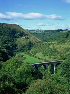 Images Dated 10th April 2008: Dale and viaduct from Monsal Head, Monsal Dale, Derbyshire, England, United Kingdom