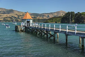 Dalys Wharf, historic jetty, Akaroa Harbour, Banks Peninsula, Canterbury