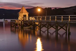 Dalys Wharf, historic jetty, Akaroa Harbour, Banks Peninsula, Canterbury