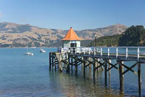 Canterbury Prints: Dalys Wharf, an historic jetty overlooking Akaroa Harbour, Akaroa, Banks Peninsula