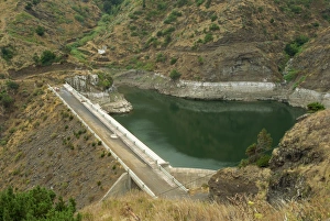 La Gomera Prints: Dam near Hermigua, La Gomera, Canary Islands, Spain, Atlantic, Europe