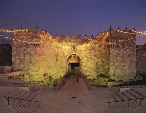 Old City Prints: Damascus Gate at dusk, Old City, UNESCO World Heritage Site, Jerusalem