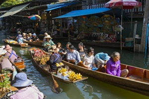 Thai Culture Prints: Damnoen Saduak Floating Markets, Bangkok, Thailand, Southeast Asia, Asia
