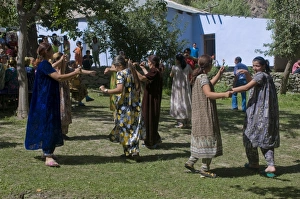 Wedding Prints: Dancing guests at wedding at Pamiris, Bartang Valley, Tajikistan, Central Asia, Asia