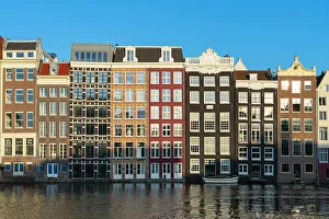 Architectural Design Prints: Dancing houses at Damrak at sunset, Amsterdam, The Netherlands, Europe