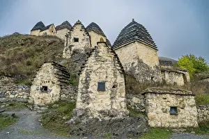 Attractions Prints: Dargavs features tombs and ancient structures in the Caucasus mountains of North Ossetia