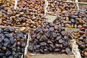 Piles Prints: Dates for sale in the souk, Marrakech (Marrakesh), Morocco, North Africa, Africa