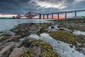 Scottish Prints: Dawn breaks over the Forth Rail Bridge, UNESCO World Heritage Site, and the Firth of Forth