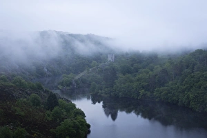 Limousin Prints: Dawn, Crozant Castle and the River Creuse, Limousin, France, Europe