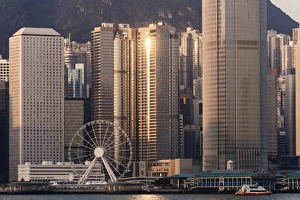 Dawn over Hong Kong Central skyline, Avenue of Stars, Tsim Sha Tsui Waterfront, Kowloon