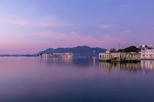 Udaipur Prints: Dawn at the Lake Palace, Lake Pichola, Udaipur, Rajasthan, India, South Asia, Asia