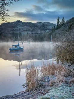 Foggy Gallery: Dawn light over Glenridding on Ullswater, Lake District National Park, UNESCO World
