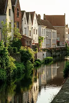 Bruges Prints: Dawn light by Speelmansrei Canal, Bruges, Belgium
