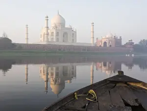 Mughal Prints: Dawn on the Taj Mahal from Yamuna River, UNESCO World Heritage Site, Agra, Uttar Pradesh