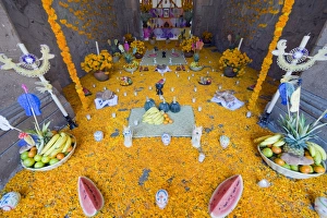 Offerings Prints: Day of the Dead decorations, Palacio de Gobeierno, Morelia, Michoacan state