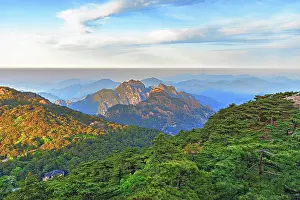 Daybreak brings light to the mountains in Huangshan, a UNESCO World Heritage site in Anhui Province, China