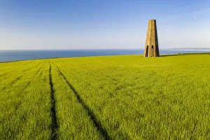 Dartmouth Prints: The Daymark, an octagonal day beacon near Dartmouth, Devon, England, United Kingdom