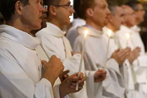 In A Line Prints: Deacon ordinations in Notre Dame cathedral, Paris, France, Europe