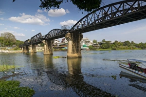 Thai Culture Prints: Death Railway Bridge, Bridge over River Kwai, Kanchanaburi, Thailand, Southeast Asia