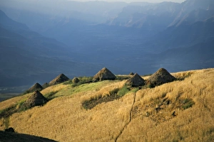 Debirichwa village in early morning, Simien Mountains National Park, UNESCO World Heritage Site