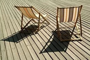 Images Dated 16th January 2000: Deckchairs on the seafront boardwalk (la planche), Deauville, Cote Fleurie