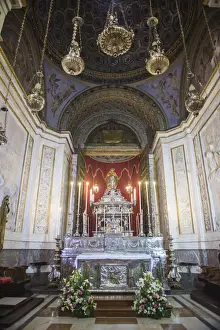 Chandelier Prints: Decorated altar in Palermo Cathedral (Duomo di Palermo), Palermo, Sicily, Italy, Europe