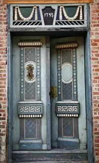 Decorated door in the historic part of Aabenraa, Jutland, Denmark, Scandinavia, Europe