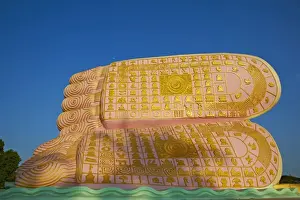 Pegu Prints: The decorated feet of the Mya Tha Lyaung reclining Buddha one of the largest in the world