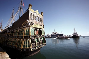 Sousse Prints: Decorated tourist sailing ship in port, Sousse, Gulf of Hammamet, Tunisia
