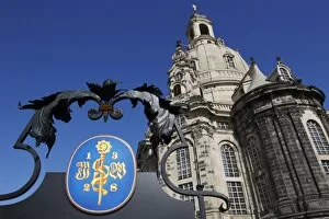 Images Dated 8th June 2009: Decorated wrought iron sign and insignia, Frauenkirche (Church of Our Lady)