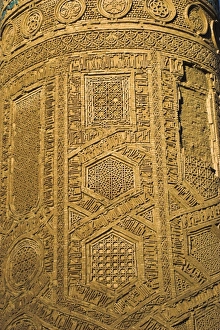 Afgani Prints: Detail of decoration on the 12th century Minaret of Jam at dawn