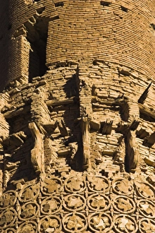 Afgani Prints: Detail of decoration on minaret and first ruined balcony, 12th century Minaret of Jam