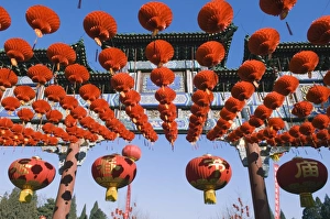 Images Dated 7th February 2008: Decorations at a Temple Fair at Donyue Temple during Chinese New Year Spring Festival